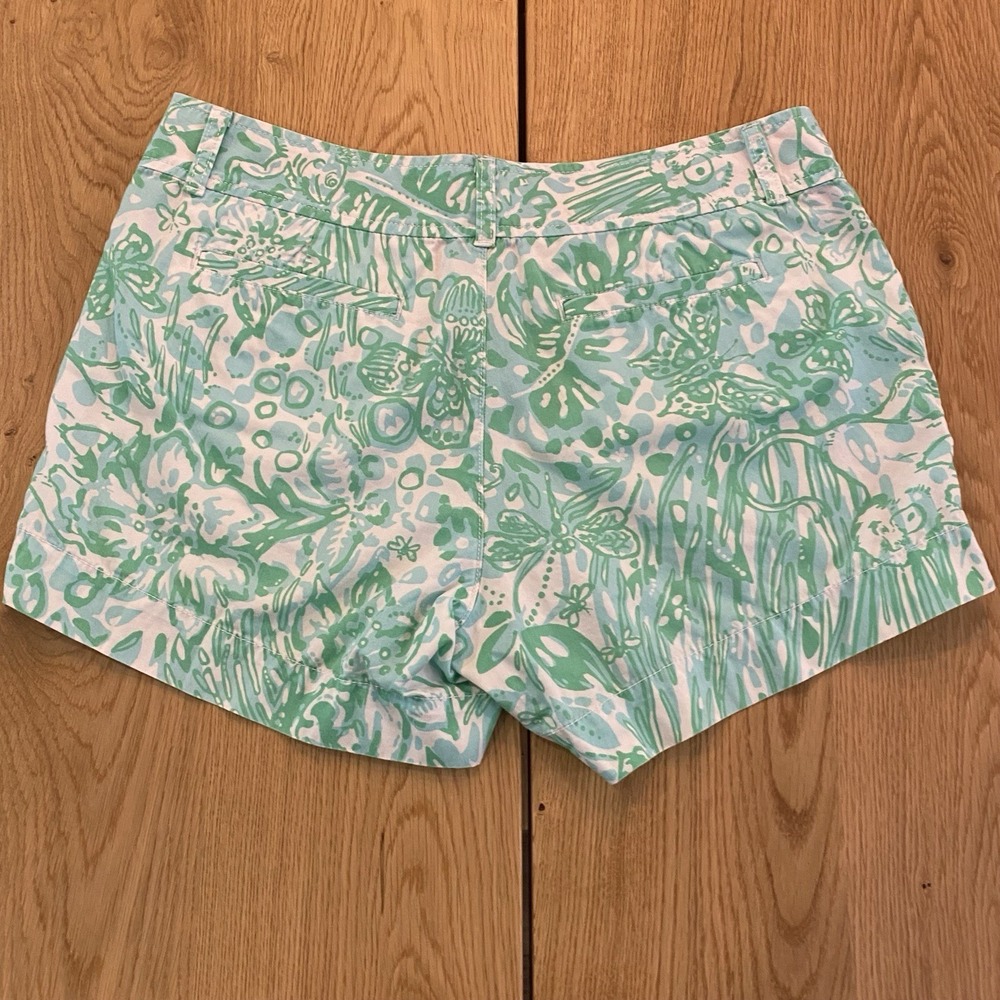 Lilly Pulitzer VTG Callahan Monkeys Floral Short Women's Size 8 Blue Green‎